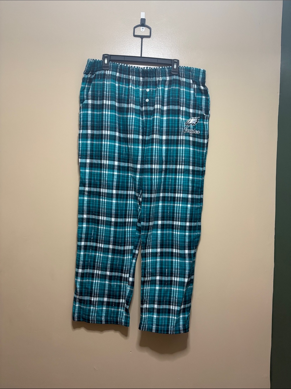 NFL Philadelphia Eagles Teal Black Plaid Flannel Lounge Pants